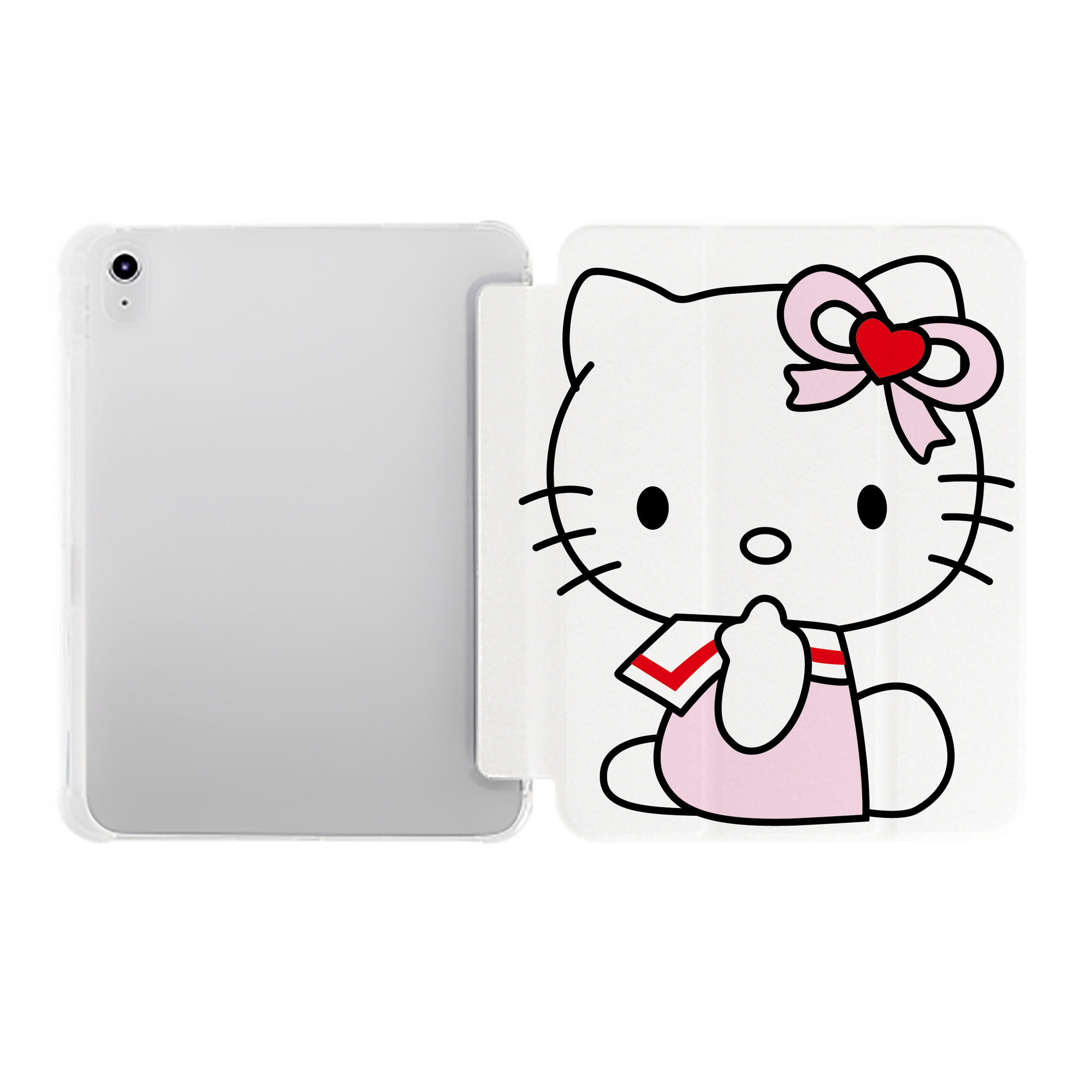 （画像用） Hello Kitty ハローキティ IPad ケース ペン収納付き 三つ折りスタンド PUレザー×シリコン 対応機種9.5/10.5/10.9インチ